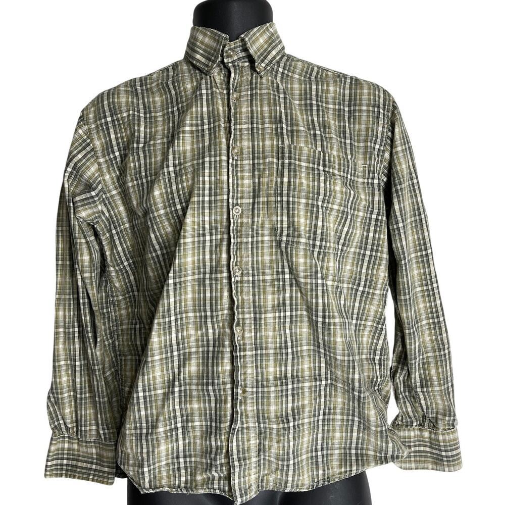 Great Northwest Shirt Mens Size S Green Plaid Button Up 100% Cotton Casual